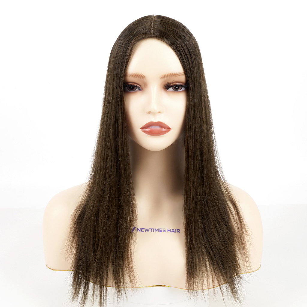 IN18×19 Adjustable Remy Hair Topper with 120% Hair Density on a female mannquin